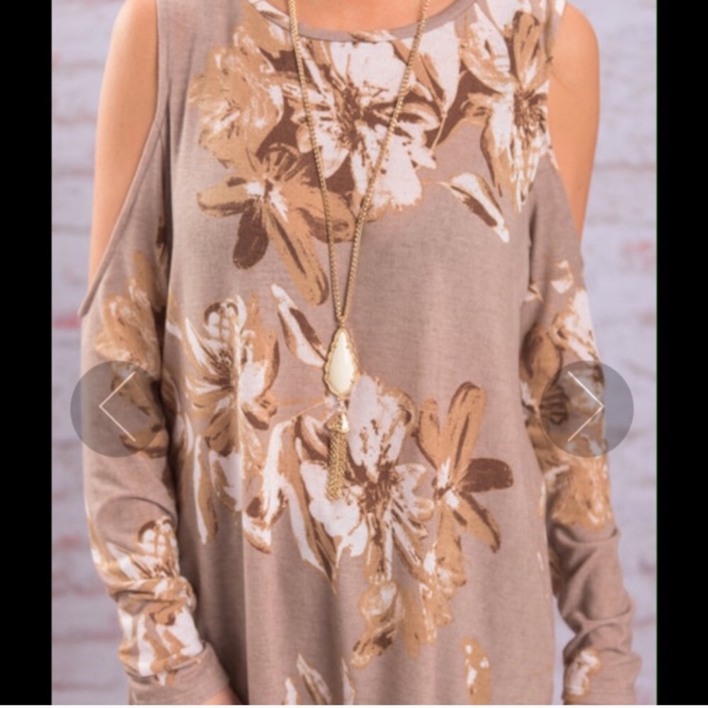 Taupe Floral open shoulder top size small